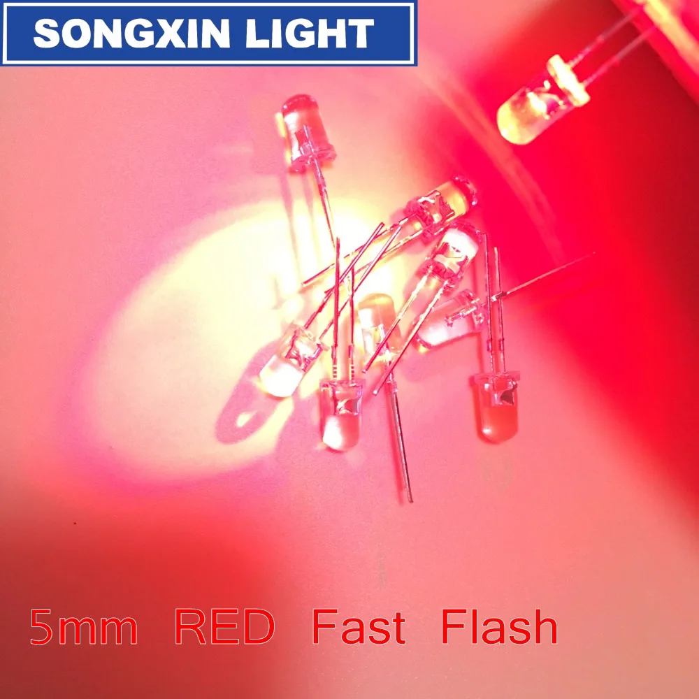 

1000pcs 5mm Red Light-Emitting-Diode Automatic Flashing LED Flash Control Blinking 5mm Blink LED Diodo 1.5HZ danshan R