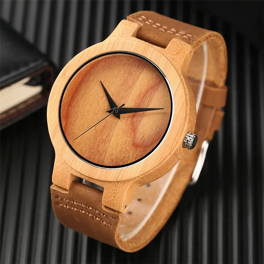 Nature Wood Watches for Men Women Bangle Bamboo Quartz Watch Man's Woman's Wristwatches Genuine Leather Strap Pattern relogio  (22)