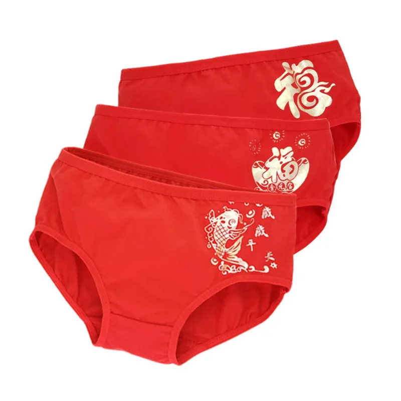 

Red Girl Underwear Children Underwear Triangle Pure Cotton Boys Panties Children Underwear Chinese Red Cartoon Birthday New Year