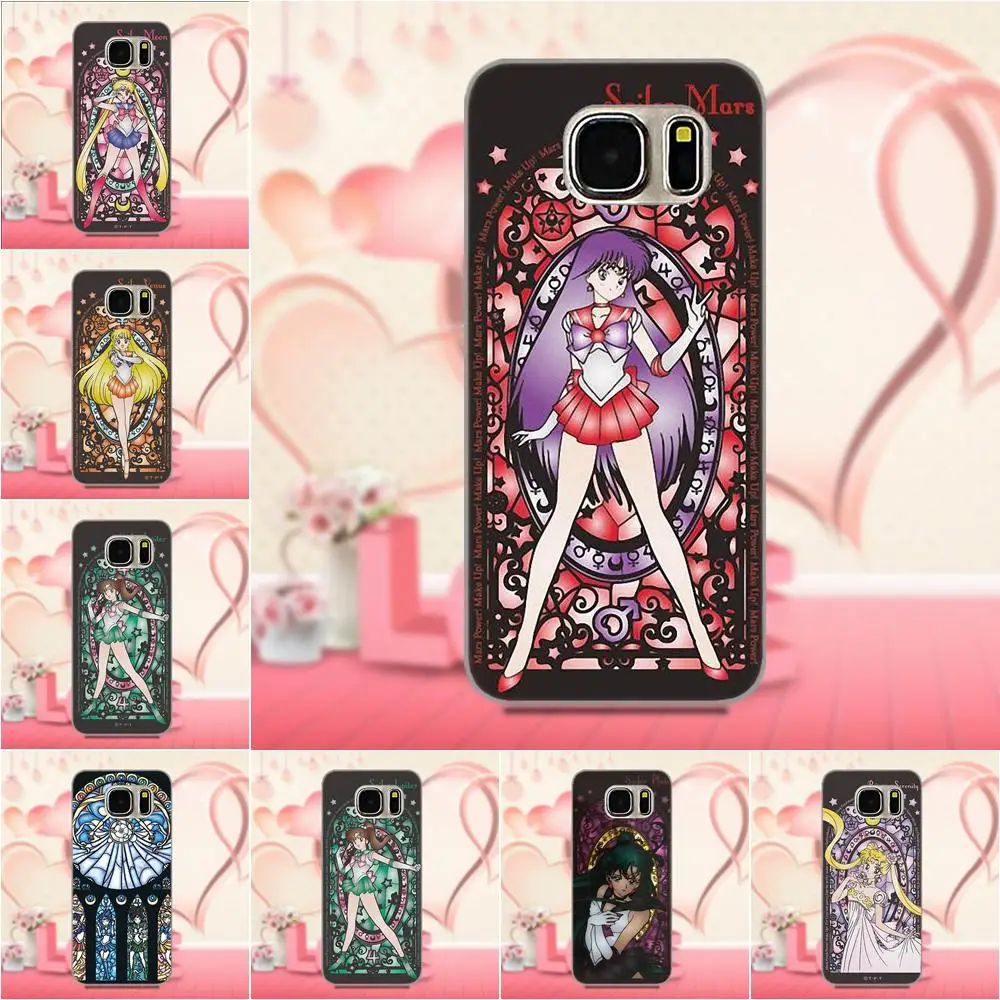 

Oedmeb For Galaxy A3 A5 A7 J1 J3 J5 J7 S5 S6 S7 S8 S9 edge Plus 2016 2017 Diy Painted Beautiful Phone Case Sailor Moon