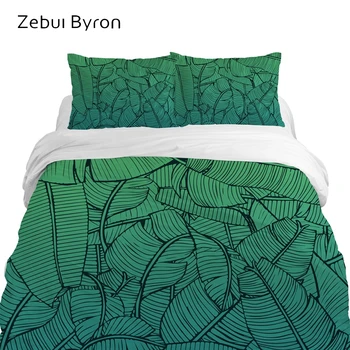 

3D Bedding Set For USA AU Queen/Double Size,Custom Printing Quilt/Duvet Cover Set,Luxury 2/3pcs Green leaf Bed Set,Drop Ship