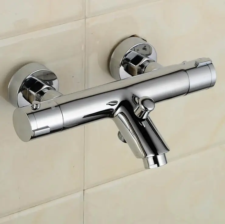 Thermostatic mixer valve bathroom shower faucet, Dual handle wall mount shower faucets, Brass