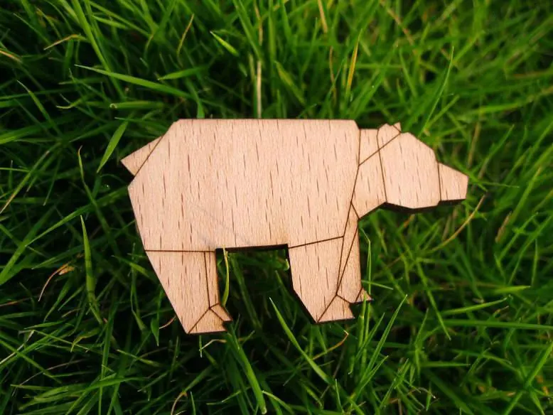 Купить лазерная резка и гравировка деревянный носорог брошь в интернет ...