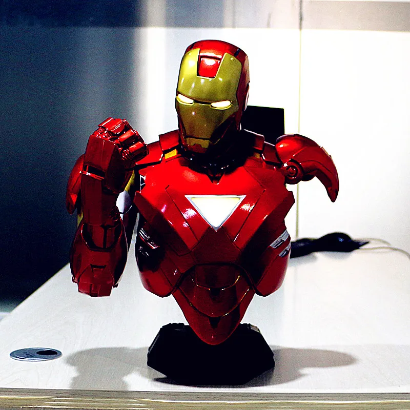 41CM Avenger Bust 1/2 Iron Man MK6 Bust Statue Tony Stark DC Comics Desktop Decoration Office PVC C