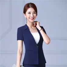 Плюс размер 4XL новое поступление летние куртки с коротким рукавом Блейзер Пальто Деловые женские топы для работы форменная одежда женская одежда