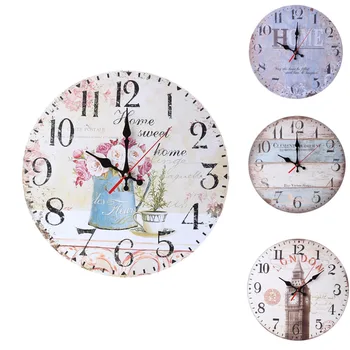 

Original Decorative Wall Clock Round Vintage Wall Clock Colourful French Country Tuscan Style Paris Creative Wooden Wall Clock