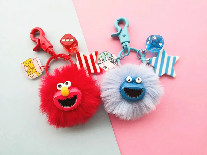 

2019 Sesame Street Plush Keychain Elmo Cookie Monster Figure Mini Pendant Soft Stuffed Toys for Children Gift Peluche Keychain