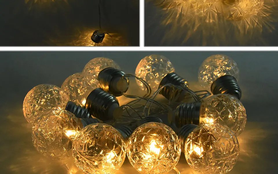 10 Globe Balls Solar LED String Lights Vintage Retro Style Christmas Fairy Lights Garden Holiday Wedding Decoration Party Lights (8)