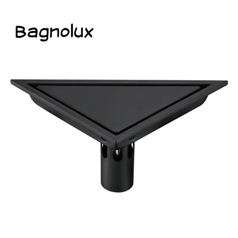 Preise Moderne edelstahl Bad Fliesen Unsichtbare Dusche Dreieck Boden Ablauf Abdeckung Haar Dusche Catcher Sauber Sieb Matte Schwarz