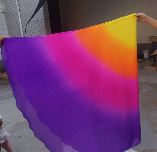 

Cheap Gradient Half Circle Belly Dance Silk Veil 5mm Real Silk 2.5m x 1.14m Machine Rolled Edges Assorted Color Free Shipping