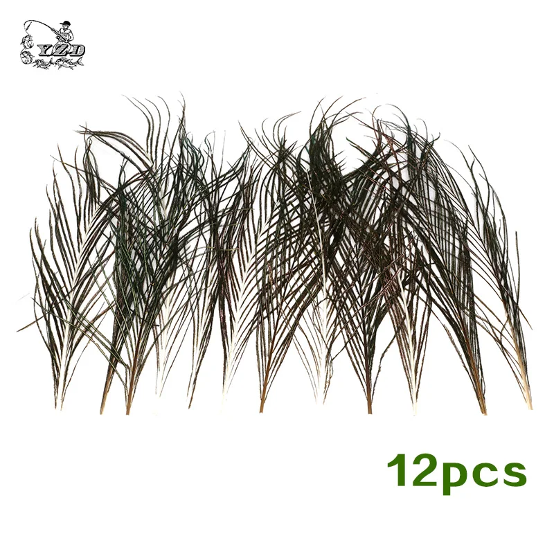 

12 Pcs Strung Peacock Feather Herl 1/2 Yard of 10-12 inches Fly Tying Material Olive Green Lure Making for Wet Dry Nymph Flies