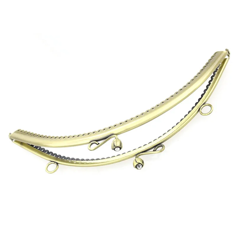 

25Pcs DIY Purse Bag Handbag Making Clutch Handle Metal Frame Kiss Clasps Lock Bronze Tone Rhinestone 20x9cm