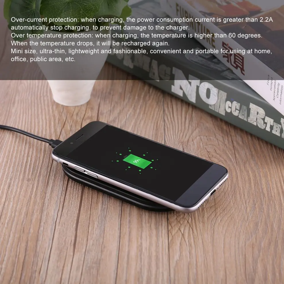 

10 pcs Portable Qi Q100 Wireless Charging Plate with LED Indicator USB Interface