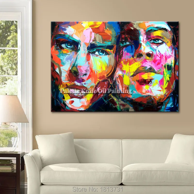 

Francoise Nielly canvas Painting Palette knife Face oil painting wall art pictures for living room home decor caudros decoracion