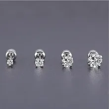 316L Нержавеющая сталь серьги с винтовой застежкой с AAA круглый чистый циркон серьги не выцветает, не вызывает аллергии,, высокое качество