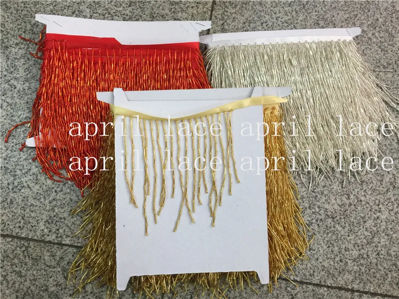buy A002 gold silver red 10 yards bag 8 13 cm width beads ribbon fringe tassel for garment decorative wedding bridal gown dress