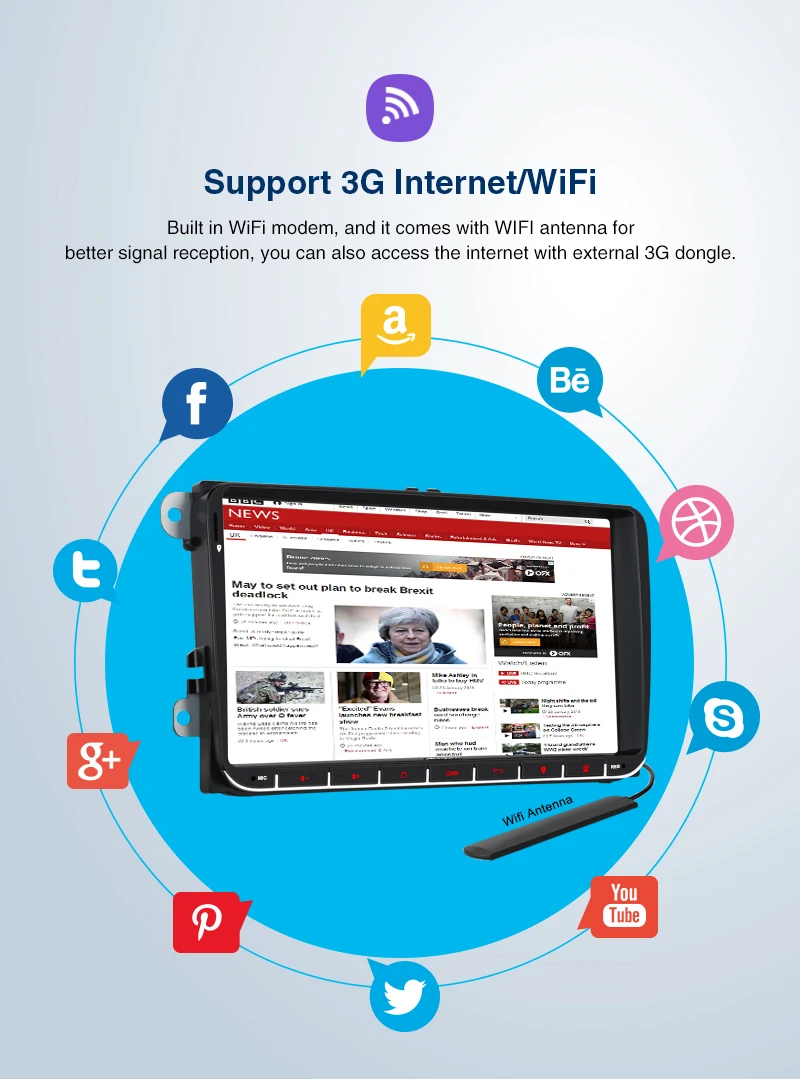 Discount Pumpkin 2 din 9"Android 9.0 Autoradio GPS Navigation For Volkswagen/Skoda/Golf/Passat Car Stereo Audio NO DVD Player OBD2 DAB 9