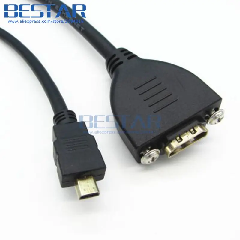 (100 шт./лот) micro HDMI D Тип мужчина к HDMI Тип женщин удлинитель с винтовым Панель крепление кабели 0.5 м 1 М 1.5 м 2ft 3ft 5ft