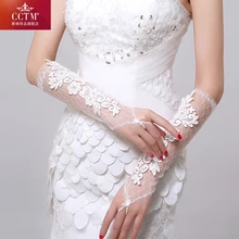 Свадебные аксессуары до локтя Свадебные перчатки высокого качества без пальцев Кружевные свадебные перчатки доступны только цвета слоновой кости