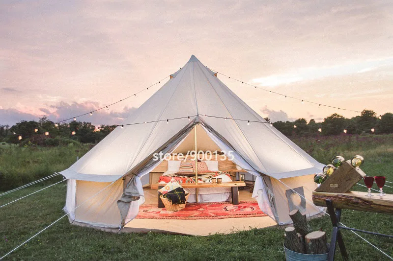 3 м 4 м 5 м 6 м водонепроницаемый хлопковый холст колокольчик палатка роскошный Glamping Палатка для семьи