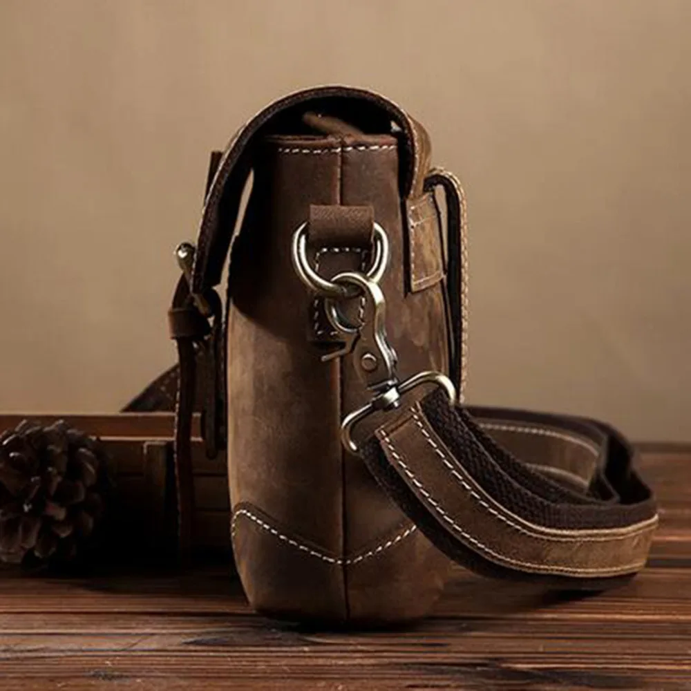 Мужской портфель Crazy Horse из натуральной воловьей кожи на плечо с пряжкой|buckle bangle|bag