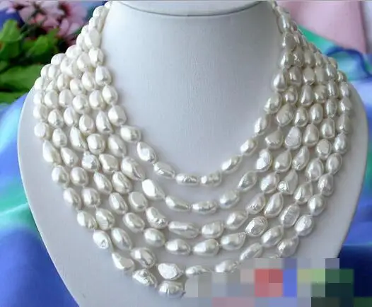 

song voge gem nanJ0574 6ROW WHITE BAROQUE FW CULTURED PEARL NECKLACE
