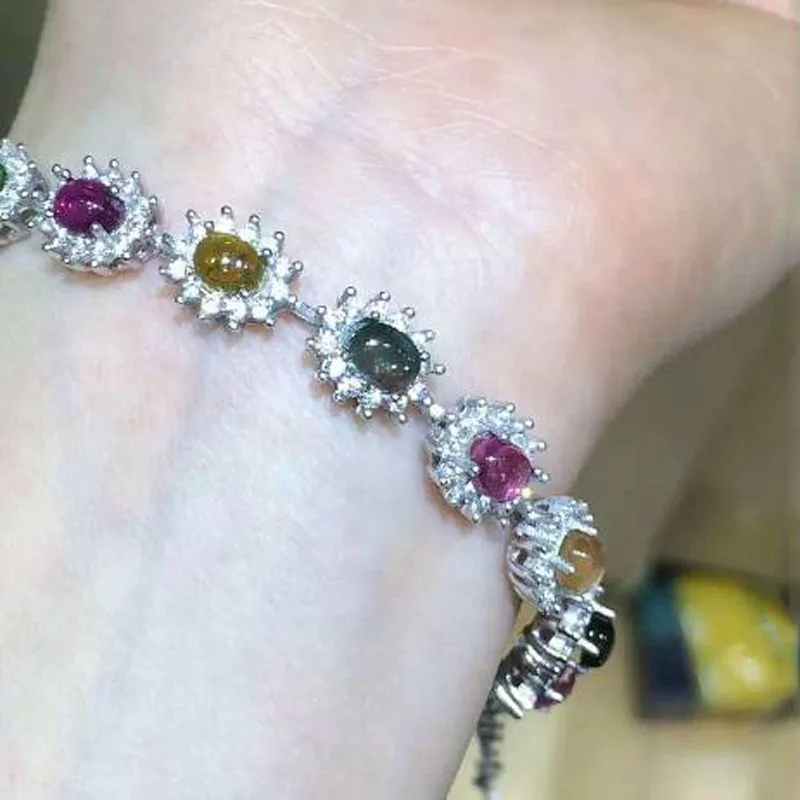 

2017 Real Qi Xuan_Tourmaline Stone Luxury Bracelets_S925 Solid Silver Fashion Tourmaline Bracelets_Manufacturer Directly Sales