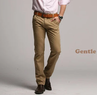 Популярные Брендовые повседневные брюки мужские средние тонкие прямые брюки от костюма наружные упражнения мужские брюки цвета хаки хлопковые брюки плюс размер 38 - Цвет: khaki