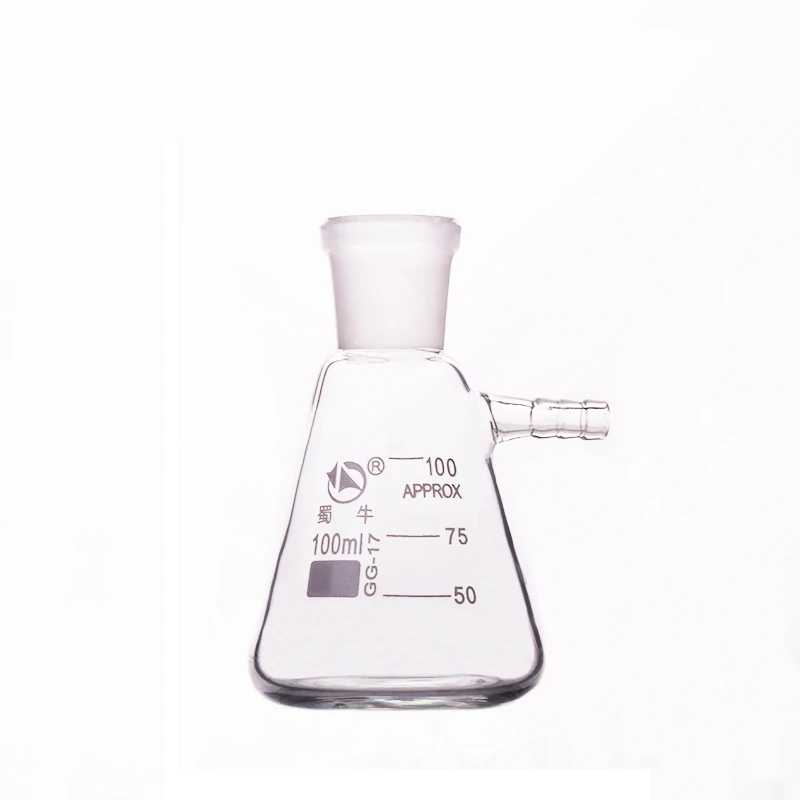 

Filtering flask with side tubulature,Capacity 100ml,Ground mouth 24/29,Triangle flask with tubules,Filter Erlenmeyer bottle