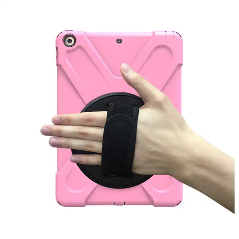 New 360 Armor Coque for iPad 9.7 2017 Case 360 Rotation Hand Strap Silicon PVC A1822 A1823 Cover for iPad 2017 9.7 Kids Cover (1)