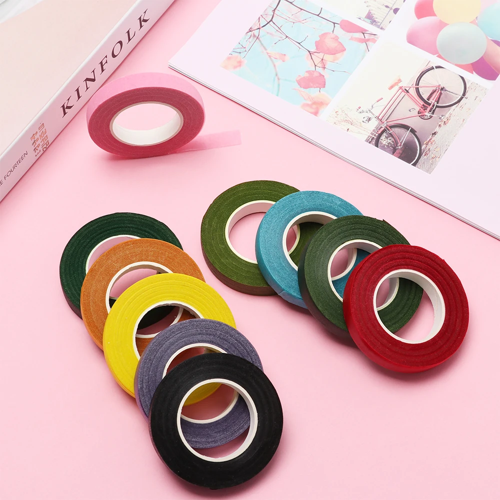 

Durable 12 colors 1 Roll colorful Florist Floral Stem Tape Corsages Buttonhole Artificial Flower Wrap DIY Craft Accessories