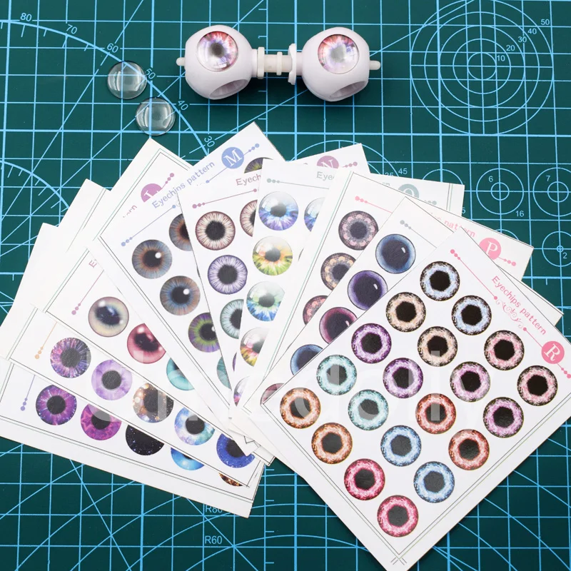 

DIY Modified Eye Chip Pattern Paper Seamless Fit Thin Glass Eye Chips for Blyth Doll Eyechips Eyeball Accessories