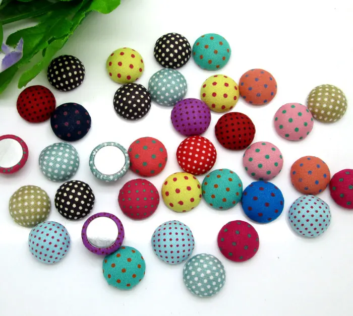 

50Pcs 15mm Mixed Fabric Covered Buttons Cabochon Scrapbooking Sewing Diy Accessories Cloth Fabric Flatback Button