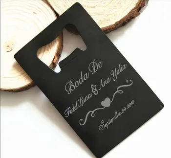 

50x Personalized Wedding Gift for Guest Black Credit Card Bottle Opener Laser Engraved Bottle Opener Personalized Wedding Favor