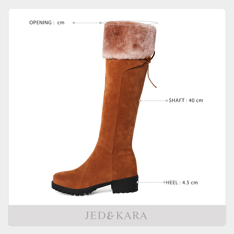 JK/зимние сапоги; женские сапоги до колена с плюшевой подкладкой; зимние сапоги на молнии; обувь на платформе и не сужающемся книзу массивном каблуке; большие размеры 32-44