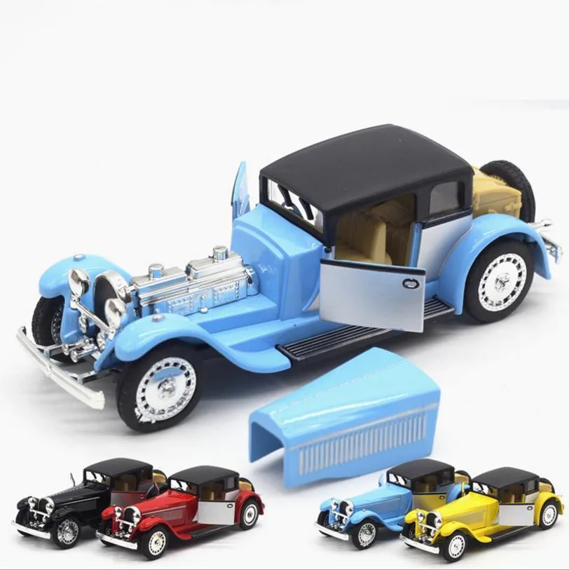 1:28 винтажная модель автомобиля Bugatti 2 с открытыми дверями из сплава литья под