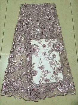 

African Lace Fabric French beads Net 3d Lace High Quality African Sequin Lace Fabric for 2018 French Sequin Fabric for 4.5*1.35m