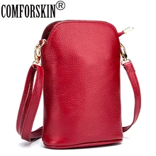 COMFORSKIN брендовая дизайнерская Гарантированная натуральная кожа женская сумка для мобильного телефона популярная модная женская сумка-мессенджер с узором Личи