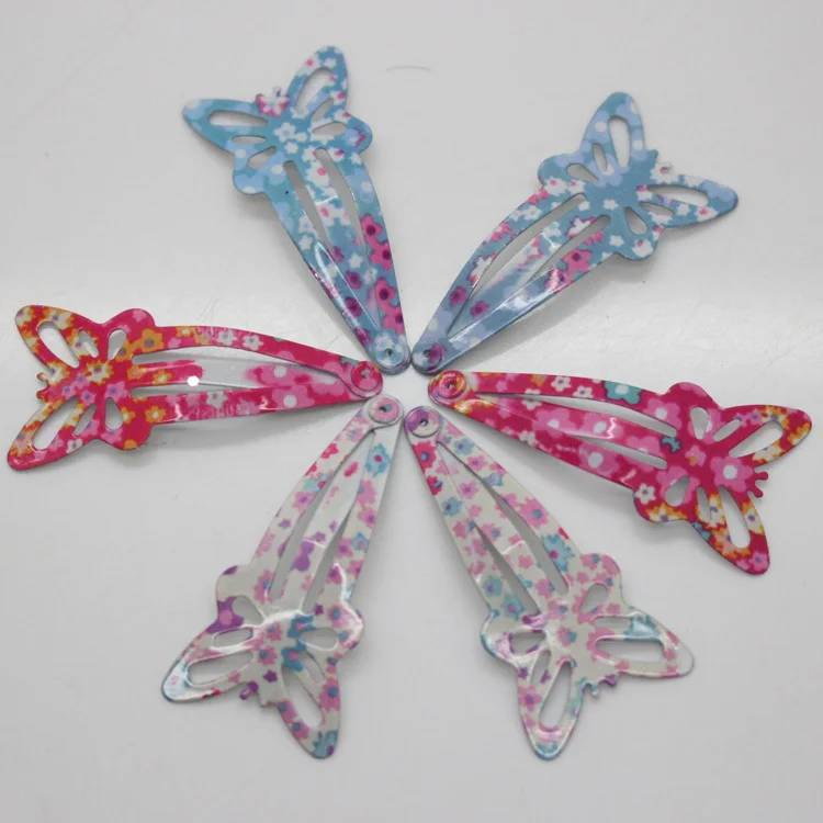 

6pcs/lot Girls headwear butterfly shaped paint printing hair snap clips hairpins hollow Insect shaped bobby pin hair accessories
