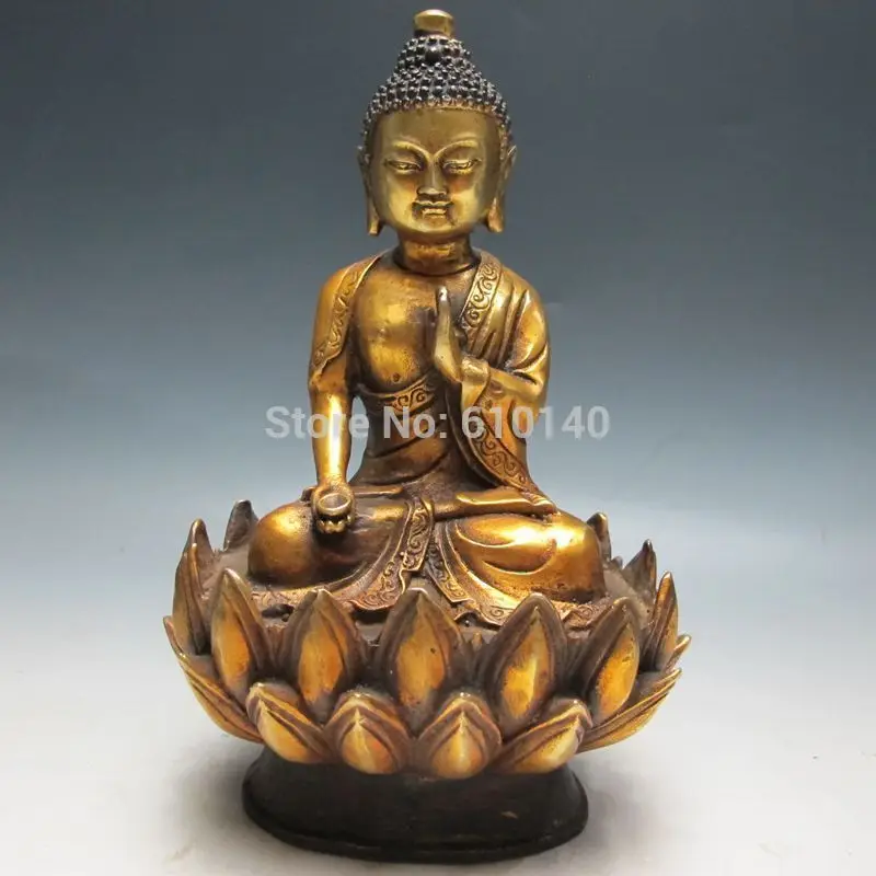 

Oriental Vintage Tibetan Bronze Buddhist Lotus Buddha Statue