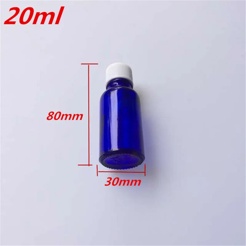 Wholesale 20ml Blue Glass Bottles with Sealing up Stopper+Screw Cap Packing Bottles Personal Care Jars 24pcs/lot image_1