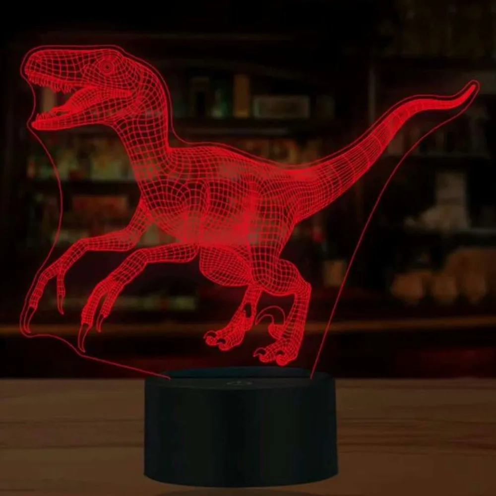 Динозавр тираннозавр рекс 3D светодиодный светильник Иллюзия 3D Оптическая иллюзия огни 7 цветов разноцветные USB украшения дома - Испускаемый цвет: 7 colors changeable