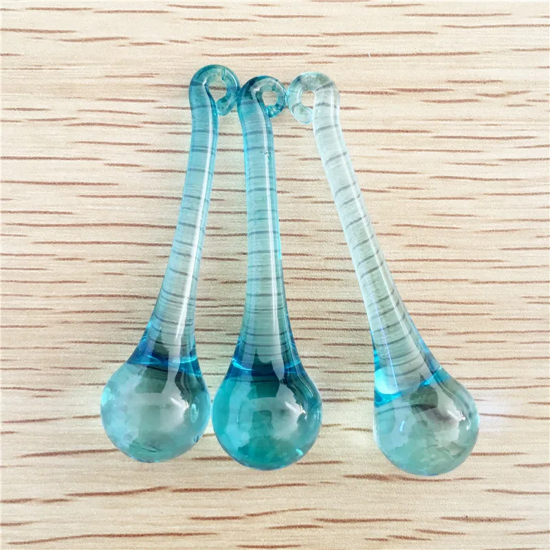 100pcs 16*60mm Lt Aquamarine Crystal Raindrop Pendant Chandelier Prism
