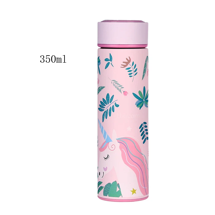 350ml pink В виде единорога из мультфильма, Термальность изоляционный вакуум с двойными стенками из нержавеющей стали для чая бутылка для воды, бутылка для воды для влюбленных с двойными стенками 304 из нержавеющей стали термос чашка - Цвет: 350ml pink