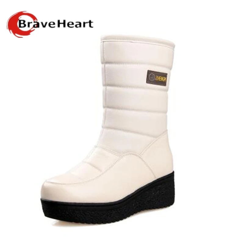 

Women Genuine leather boots thick warm winter cotton boots muffin heavy-bottomed snow boots waterproof boots  woman shoes 35-40