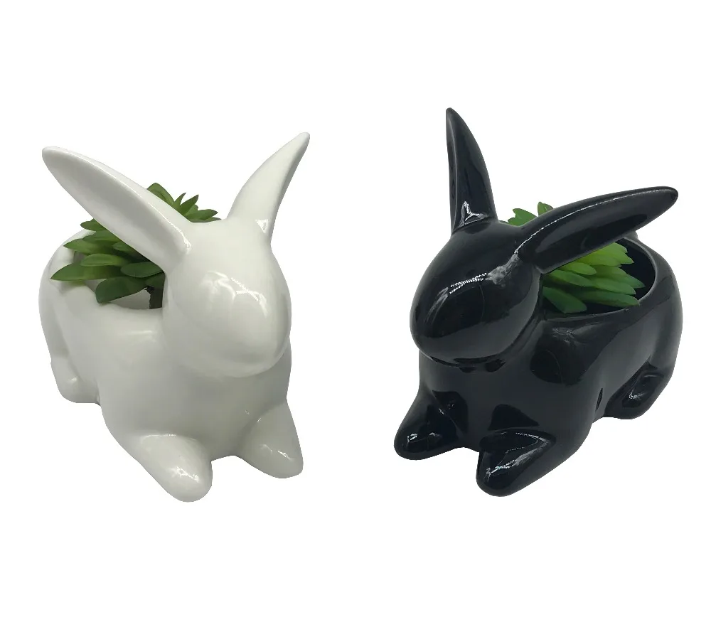 

Cute Cartoon Animal Bunny Shaped Ceramic Succulent Cactus Vase Flower Plant Pot Planter for Home Garden Office Decoration