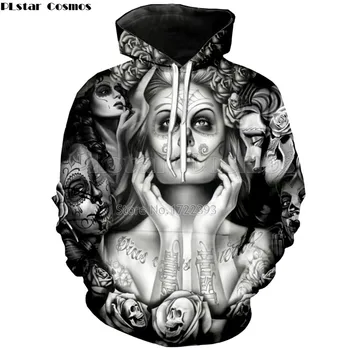 

PLstar Cosmos New Fashion 3d Sugar Skull Girl Hoodie Unisex Hoodies Men/Women Skull Novelty Pullover Autumn Sweatshirt Tops 5XL
