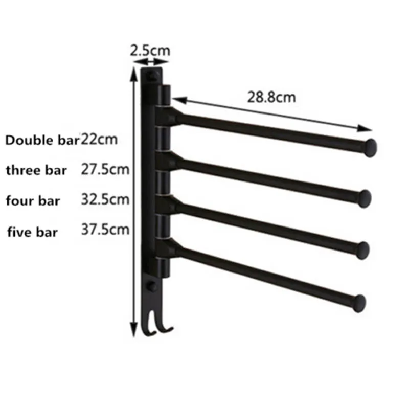 Online Wand Halterung Swivel Handtuch Bar raum aluminium schwarz Handtuch Rack Halter für Bad