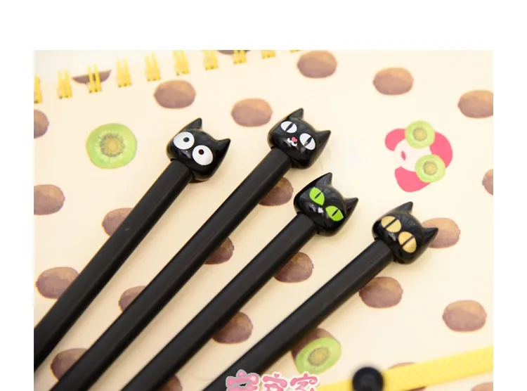 Милый мультфильм Kawaii пластик черный Кот гелевая ручка для детей студентов креативный подарок корейские канцелярские принадлежности