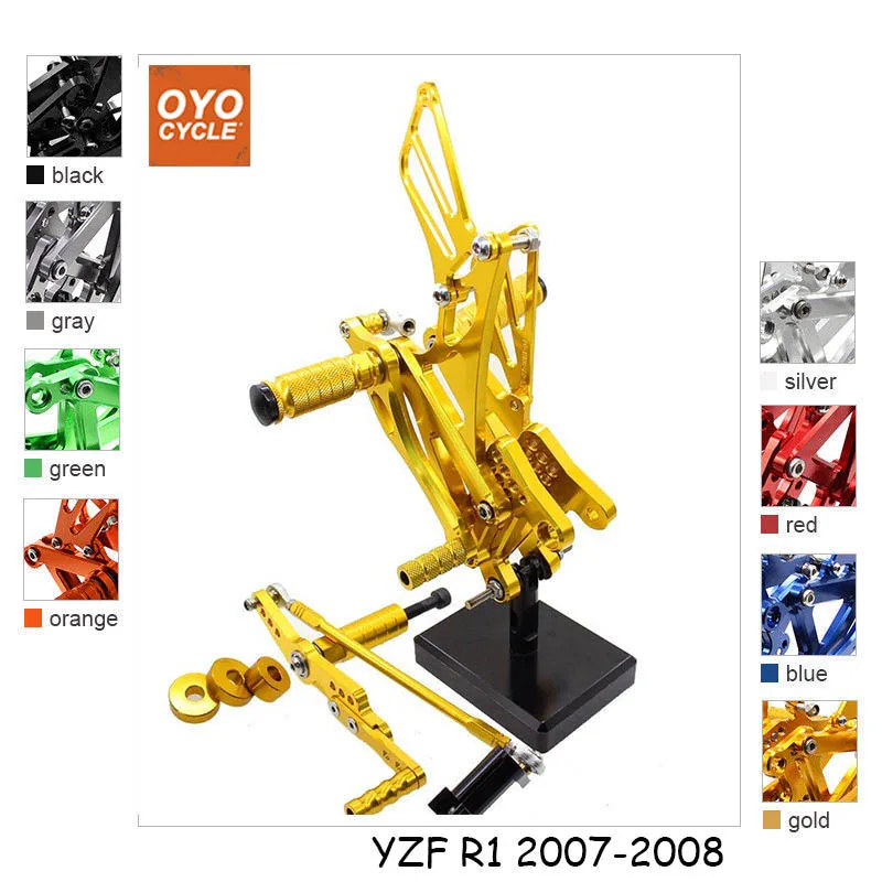 

CNC Adjustable Rearsets Foot Rest Foot Pegs Foot Rests For Yamaha YZF R1 2007 2008